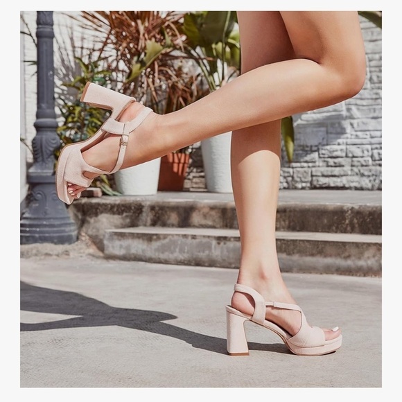 New Platform Heels Open Toe Strappy High Chunky Sandals heels 3.55 Inches - Picture 2 of 5